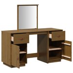vidaXL Ensemble de coiffeuse et miroir Marron miel Bois de pin solide