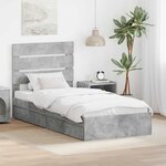 vidaXL Lit de Rangement Gris béton 90 x 190 cm Bois d'ingénierie
