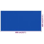 vidaXL Tapis de tente 400x800 cm Bleu PEHD