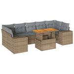 vidaXL Salon de jardin avec coussins 8 Pièces beige résine tressée