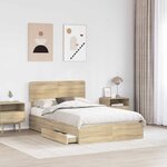 vidaXL Lit de Rangement Chêne Sonoma 135 x 190 cm Bois d'ingénierie