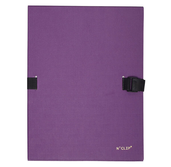 Chemise à sangle N'CLIP extensible recouverte de papier contrecollé violet EXACOMPTA