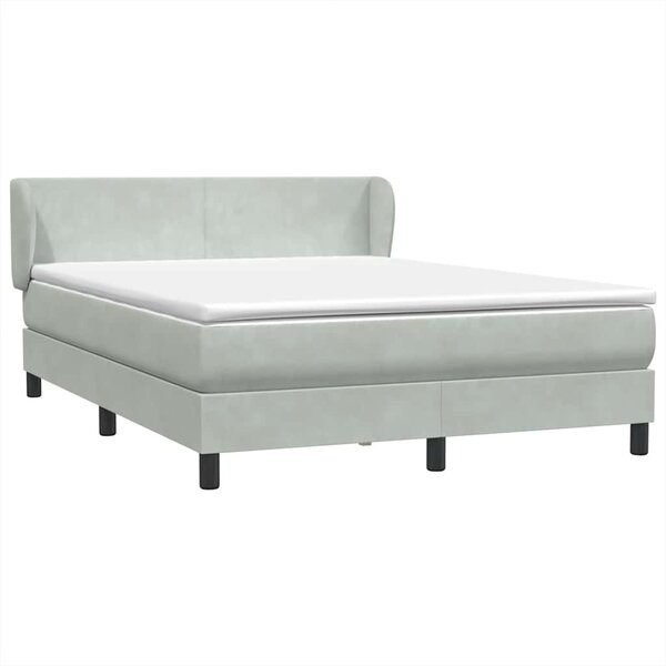 vidaXL Sommier à lattes de lit et matelas gris clair 160x220cm velours