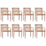 vidaXL Chaises Batavia lot de 8 blanc bois de teck solide délavé