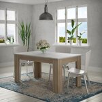 Table a manger de 6 a 8 personnes - Blanc mat et décor chene sonoma - Contemporain - PILVIL - 160 x l 90 cm