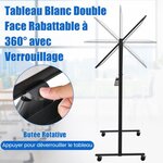 Tableau blanc roulant portable 80 x 120 cm tableau effaçable à sec réversible marqueurs noirs et plateau effaceur aimants réglable en hauteur blanc 20_0009473