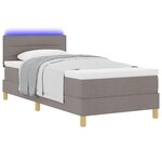 vidaXL Lit à ressort LED avec matelas Taupe 90 x 200 cm tissu
