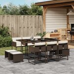 vidaXL Ensemble à manger de jardin et coussins 11 Pièces marron rotin