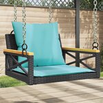 vidaXL Balancelle avec coussins noir 63x62x40 cm résine tressée