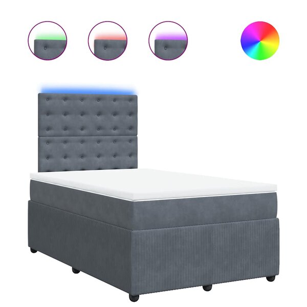 vidaXL Sommier à lattes de lit et matelas Gris foncé 120x200cm Velours