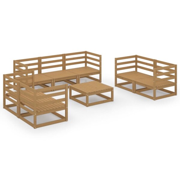 vidaXL Salon de jardin 8 Pièces Marron miel Bois de pin massif