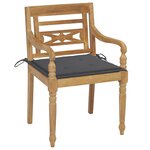 vidaXL Chaises Batavia lot de 2 avec coussins anthracite Bois de teck