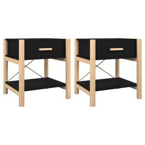 vidaXL Tables de chevet 2 Pièces Noir 42x38x45 cm Bois d’ingénierie