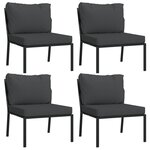 Salon de jardin meuble d'extérieur ensemble de mobilier 9 pièces avec coussins gris acier 02_0017978