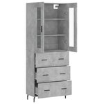 vidaXL Buffet haut Gris béton 69 5x34x180 cm Bois d'ingénierie