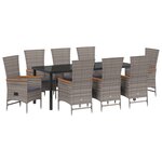 vidaXL Chaises d'extérieur 9 Pièces Gris 200 x 80 x 73 cm Osier PE