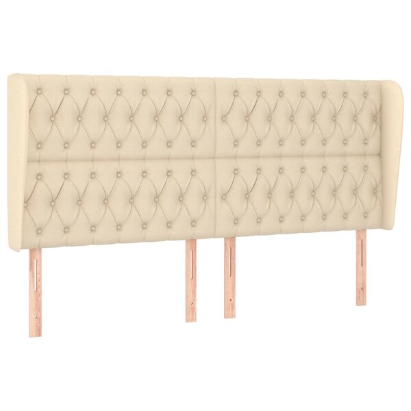 vidaXL Tête de lit avec oreilles Crème 183x23x118/128 cm Tissu