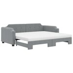 vidaXL Lit de jour avec gigogne et matelas gris clair 90x200 cm tissu