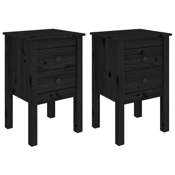 vidaXL Tables de chevet 2 Pièces Noir 40x35x61 5 cm Bois de pin massif