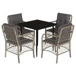 vidaXL Ensemble à manger de jardin et coussins 5 Pièces gris clair rotin