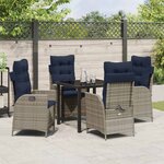vidaXL Ensemble de salle à manger pour jardin 5 Pièces Gris et Noir Rotin