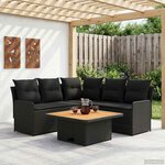 vidaXL Ensembles de meubles avec oreiller 4 Pièces Noir Rotin PE
