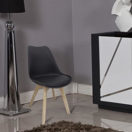 CHAISE BJORN Chaise de salle a manger - Simili noir - Scandinave - L 48,3 x P 61 cm
