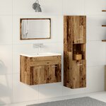 vidaXL Ensemble de meubles de salle de bain 3 pièces Vieux Bois Bois massif