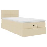 vidaXL Lit ottoman avec matelas et LED crème 90x200 cm tissu