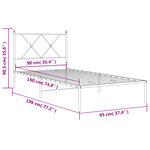vidaXL Cadre de lit métal sans matelas avec tête de lit blanc 90x190cm