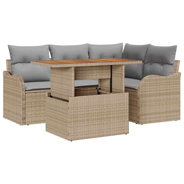vidaXL Ensemble de canapé de jardin Manuel 5 Pièces beige et gris clair