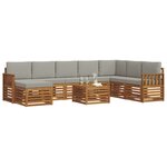 vidaXL Ensemble de canapés d'extérieur 9 Pièces Gris Naturel et Clair