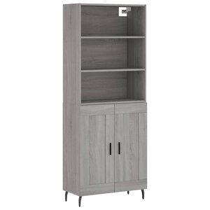 vidaXL Buffet haut Sonoma gris 69 5x34x180 cm Bois d'ingénierie