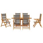 Ensemble de jardin 7 pièces vidaXL en bois d'acacia massif et en rotin synthétique gris