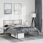 vidaXL Cadre de lit métal sans matelas avec pied de lit noir 135x190cm