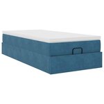 vidaXL Cadre de lit ottoman avec matelas bleu foncé 80x200 cm velours