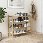 vidaXL Rack à chaussures avec étagère Naturel 68 x 28 x 63 cm Bambou