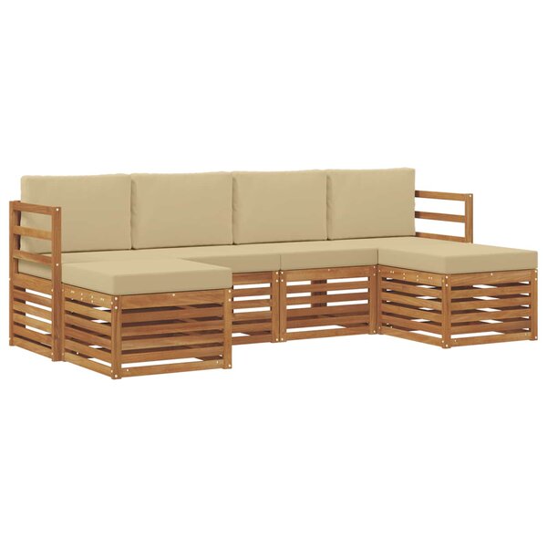 vidaXL Ensemble de canapés d'extérieur 6 pc Naturel et Beige