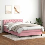 vidaXL Sommier à lattes de lit avec matelas et LED rose 140x210 cm velours