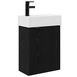 vidaXL Meuble de salle de bain avec robinet Chêne noir