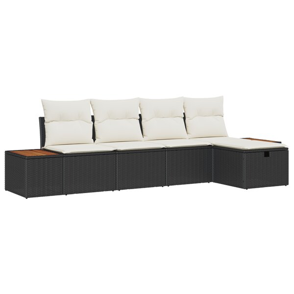 Ensemble de canapé de jardin 5 pièces vidaXL avec coussins en poly rotin noir
