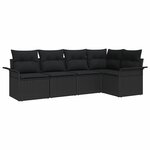 vidaXL Ensemble de canapé de jardin avec coussin 5 Pièces Noir polyrotin