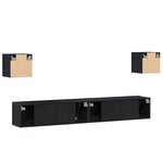 Ensemble de meubles TV vidaXL 6 pièces en bois reconstitué noir monté au mur