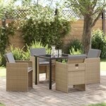 vidaXL Ensemble de salle à manger pour jardin 5 Pièces Beige polyrotin