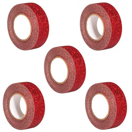 5 glitter tapes 5 m x 1 5 cm - rouge