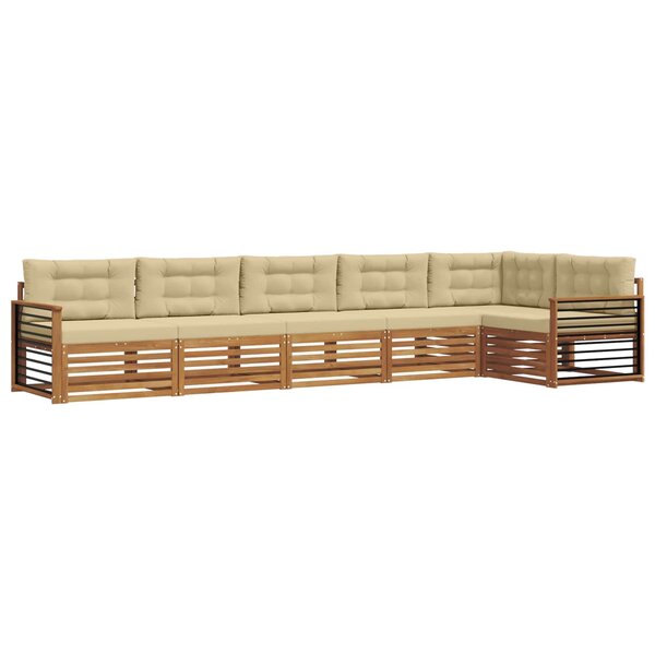 vidaXL Ensemble de canapés d'extérieur 6 Pièces Naturel et Beige