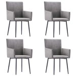 vidaXL Chaises à manger avec accoudoirs lot de 4 gris velours