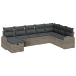 vidaXL Ensemble de Canapés de Jardin 8 Pièces avec Coussins Gris en Rotin Poly