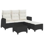 vidaXL Salon de jardin 3 Pièces avec coussins forme L noir résine tressée