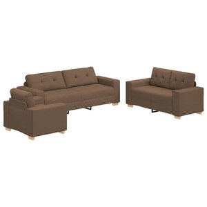 vidaXL Canapé 3 Pièces Marron 221 x 80 x 80 cm Tissu en lin mélangé